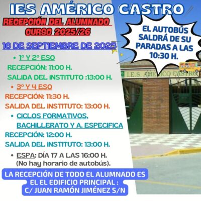 Recepción del alumnado para el curso 2025/2026